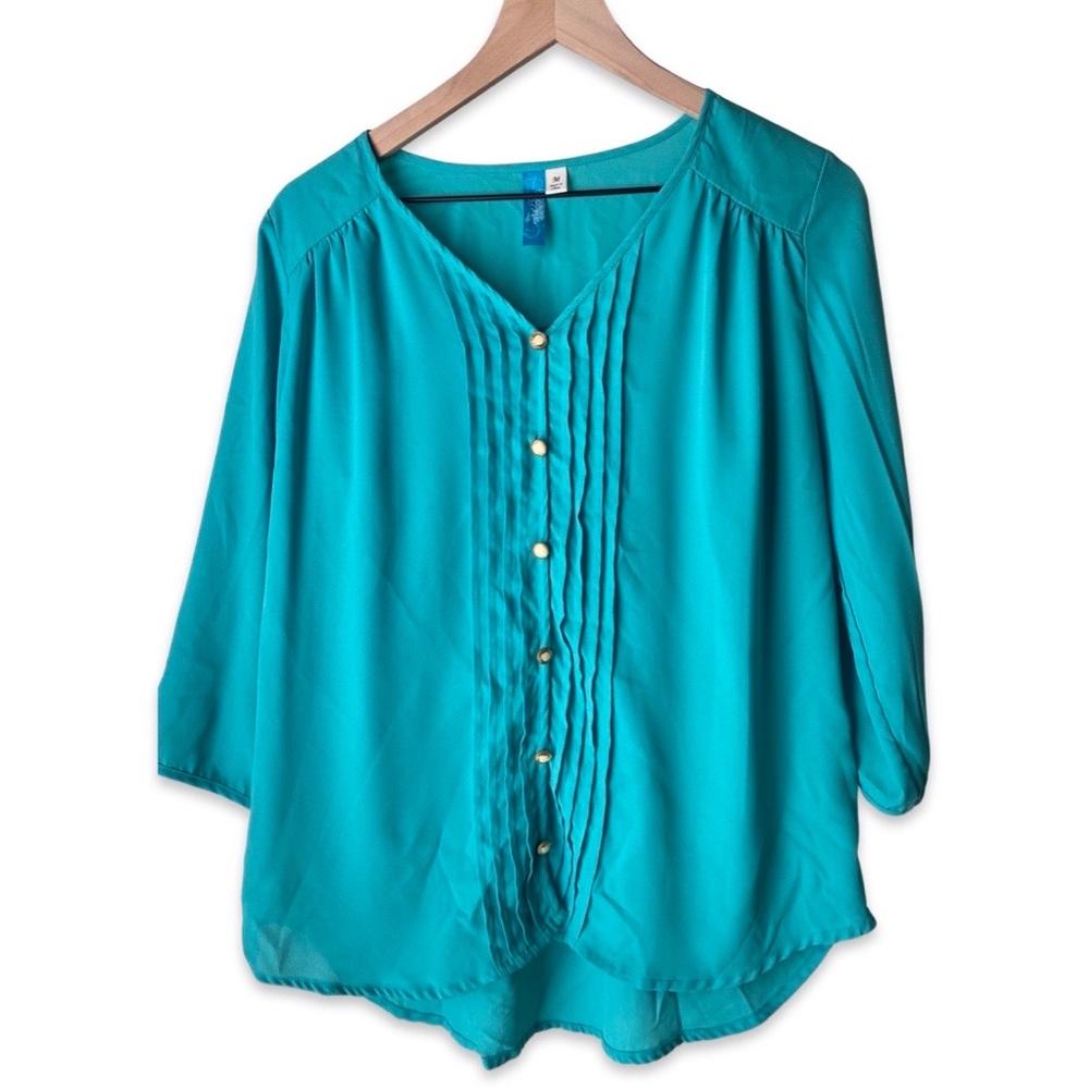 Turquoise Button Blouse